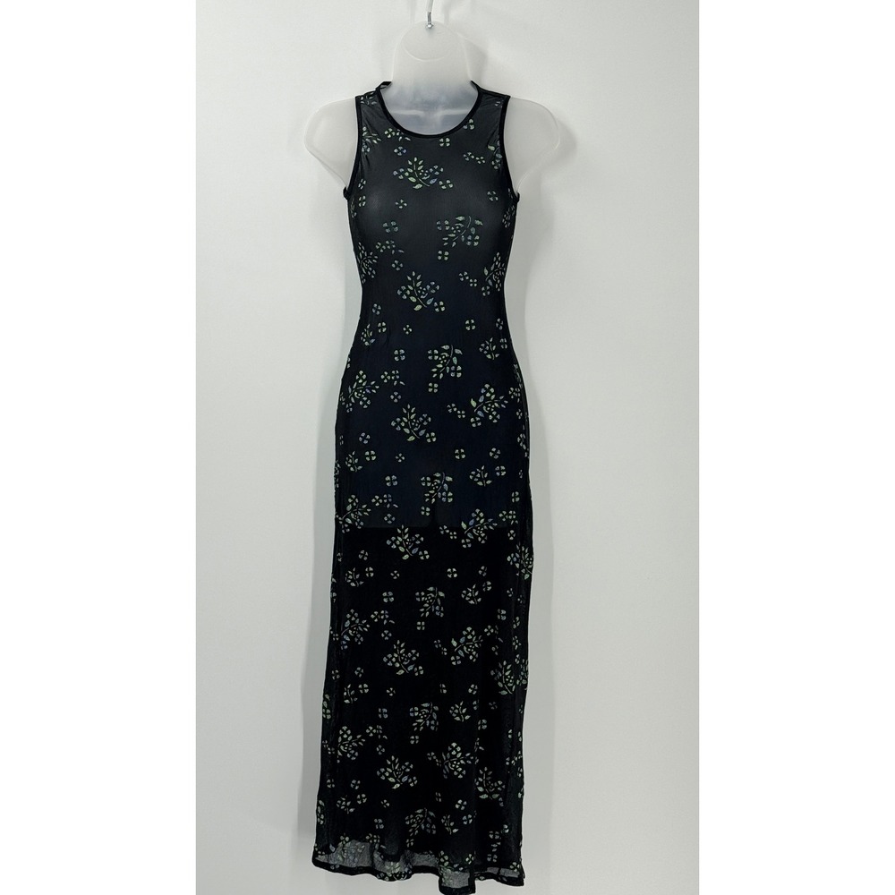 Sheer Mesh Floral Glitter Maxi Dress Womens S whimsigoth fairy grunge‎ festival